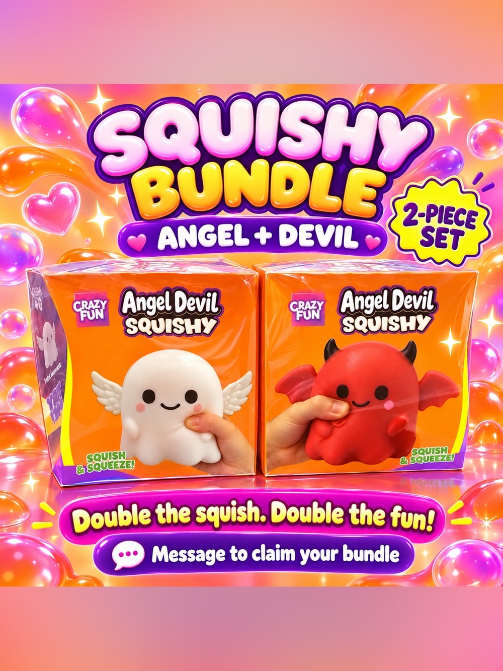 Angel Devil Squishy Bundle - White Angel & Red Devil